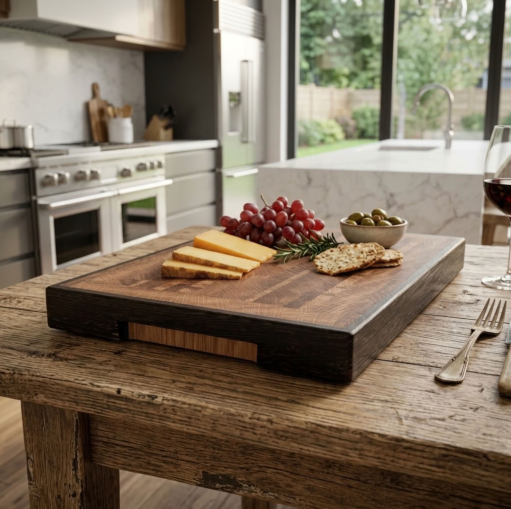 Handmade Mixed Wood Serving Board - Wooden Cheese Board
