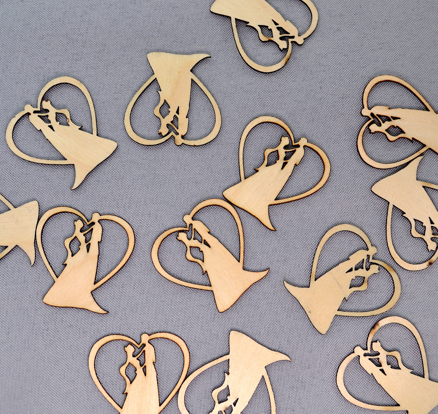 Wood Wedding Table Confetti - Horseshoe or Bride and Groom