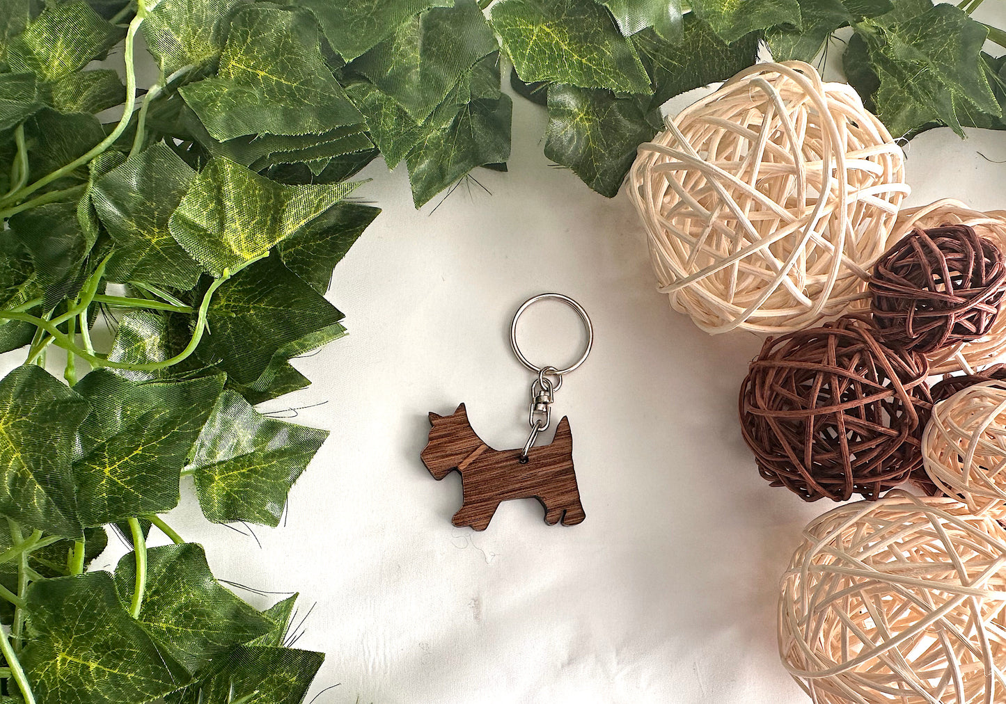 Wood Dog Keychain