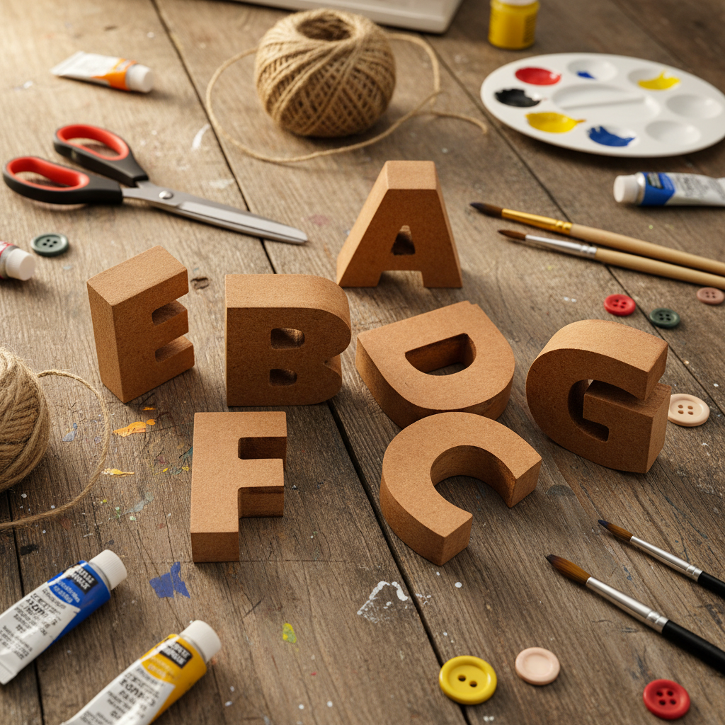 Wooden letters ready for crafting