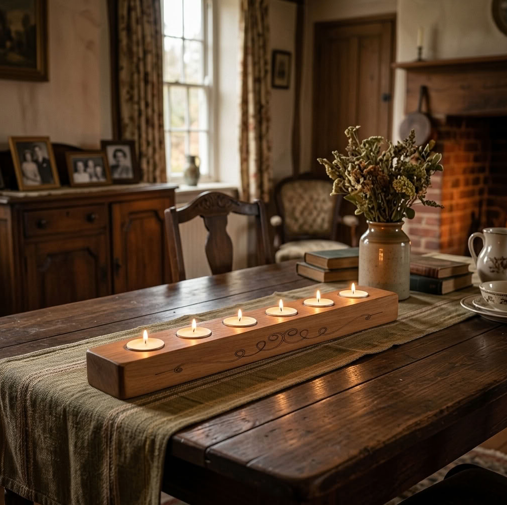 Sapele Wood Tea Light Holder – Wooden Candle Centrepiece