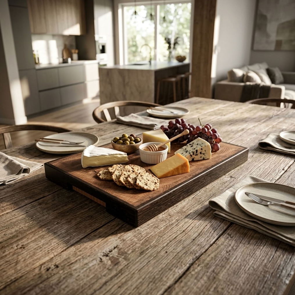 Handmade Mixed Wood Serving Board - Wooden Cheese Board