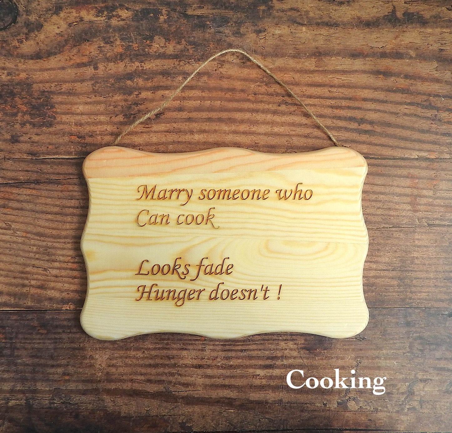 Engraved Wood Hanging Sign – Funny & Heartfelt Quotes
