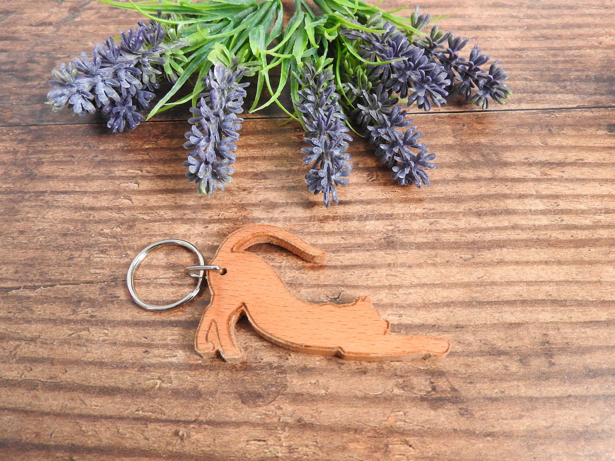 Wood Cat Keyring