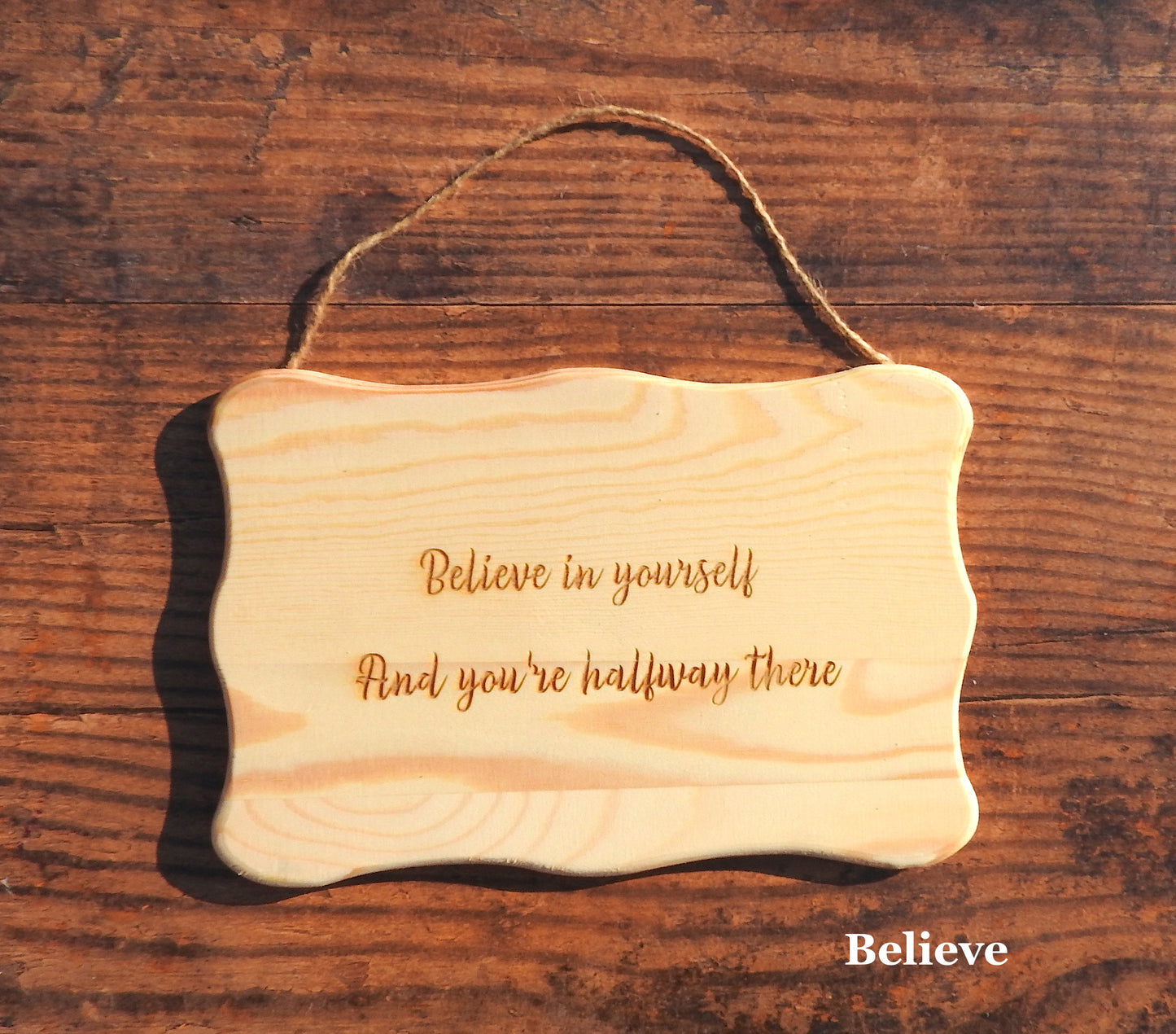 Engraved Wood Hanging Sign – Funny & Heartfelt Quotes