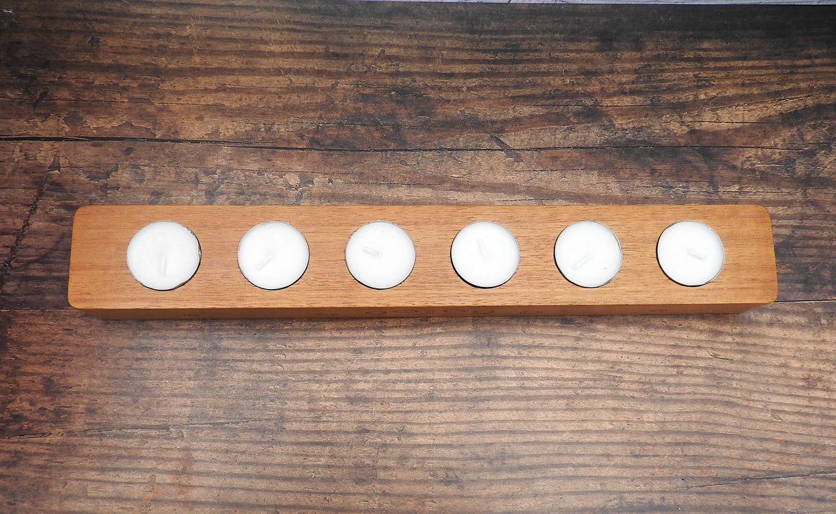 Sapele Wood Tea Light Holder – Wooden Candle Centrepiece