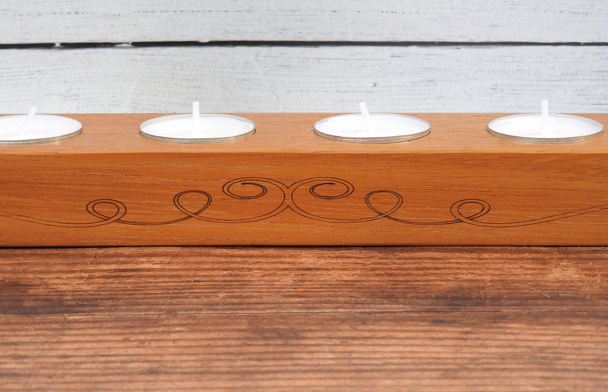 Sapele Wood Tea Light Holder – Wooden Candle Centrepiece