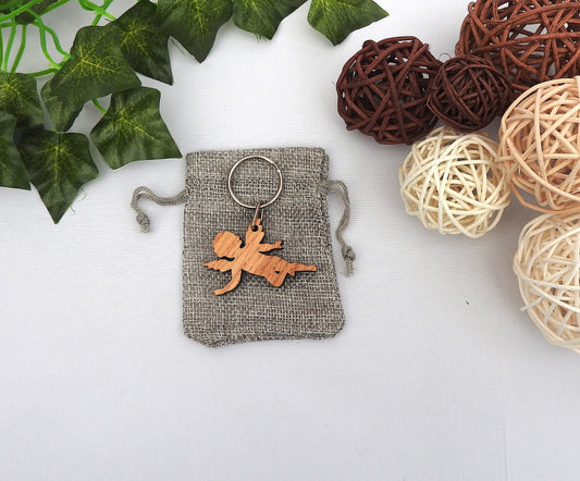 Wood Angel Keychain