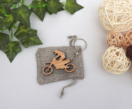 Wood Motorcycle Keyring