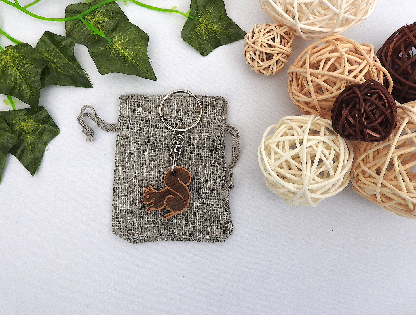Wood Squirrel Keyring