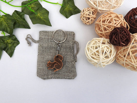 Wood Squirrel Keyring