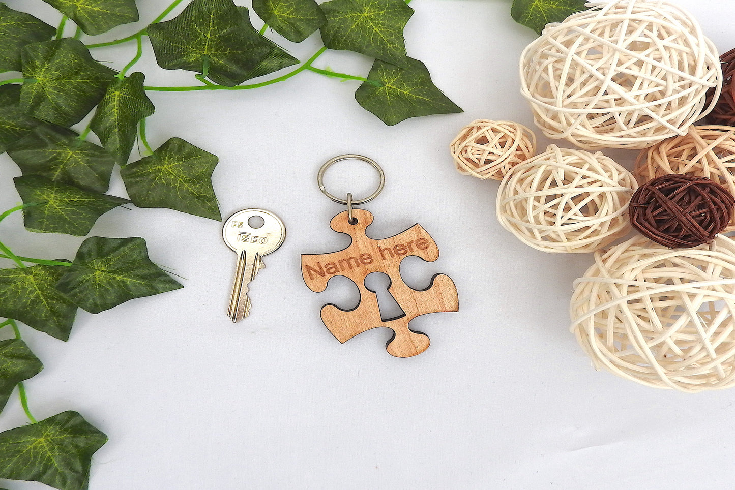 Personalised Wood Jigsaw Puzzle Piece Keyring