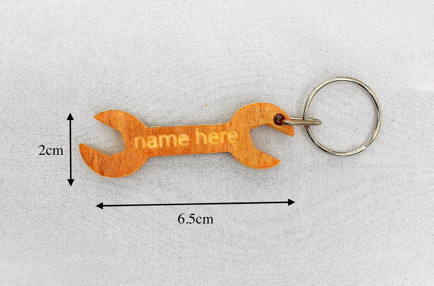Personalised Wood Spanner Keyring