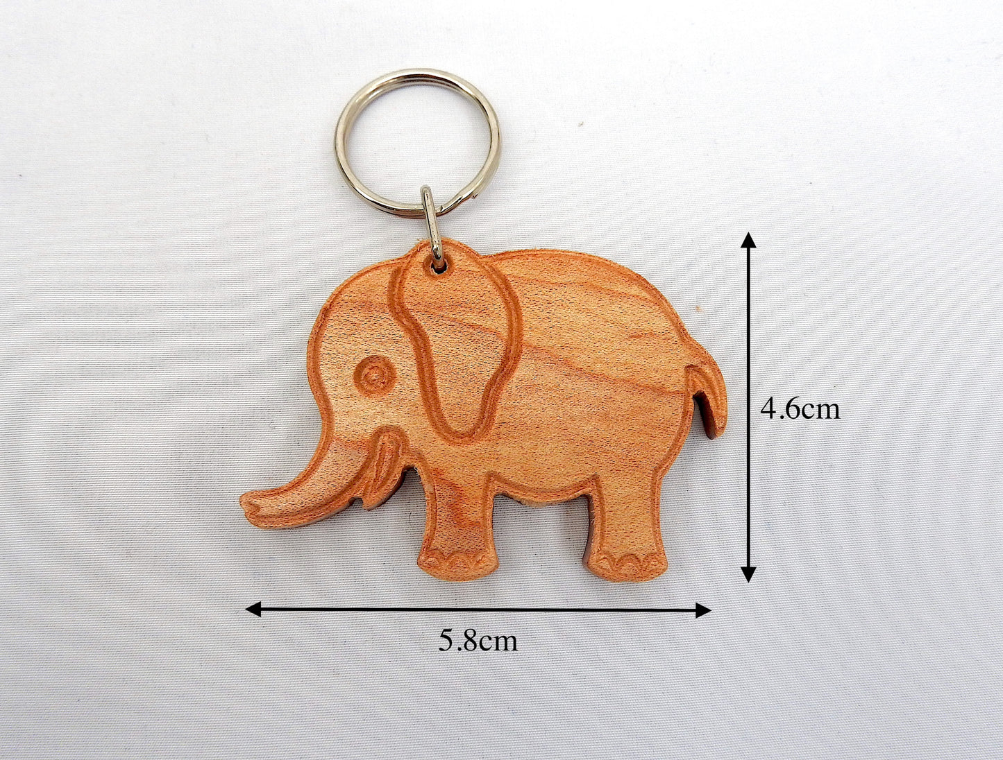 Wood Elephant Keychain