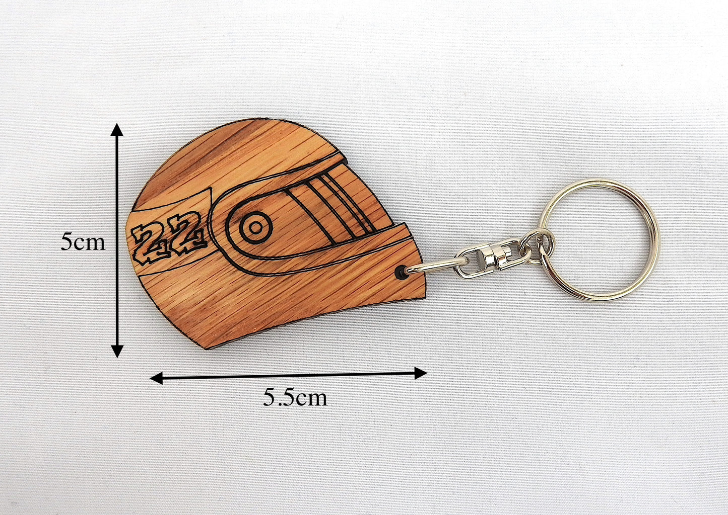 Wood Racing Helmet Keyring