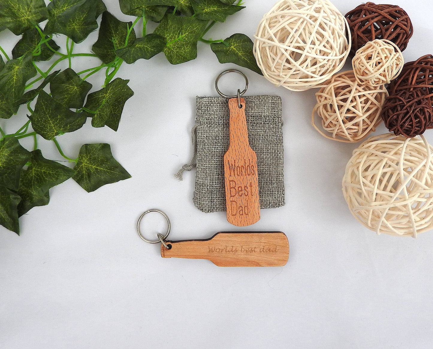 Worlds Best Dad Wood Keyring