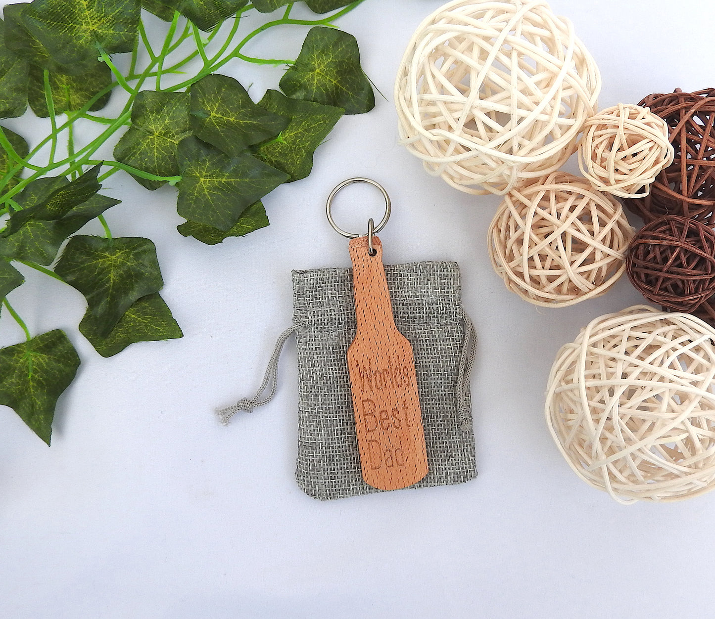 Worlds Best Dad Wood Keyring