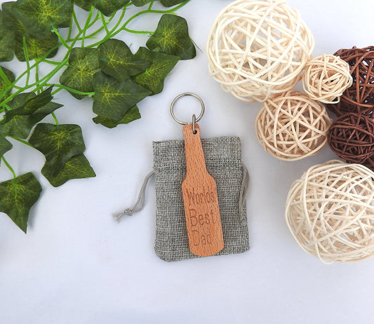 Worlds Best Dad Wood Keyring