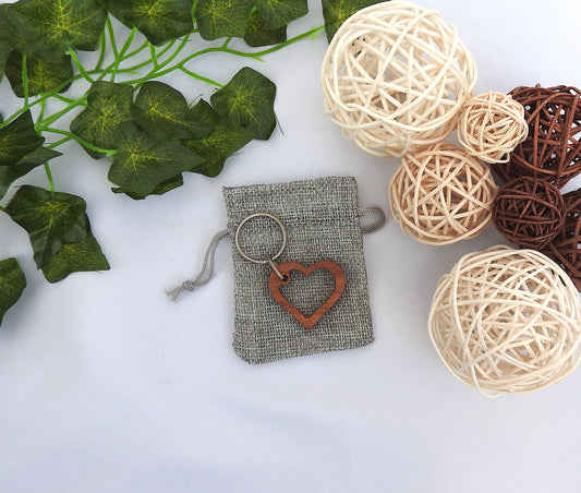 Wood Open Heart Keyring
