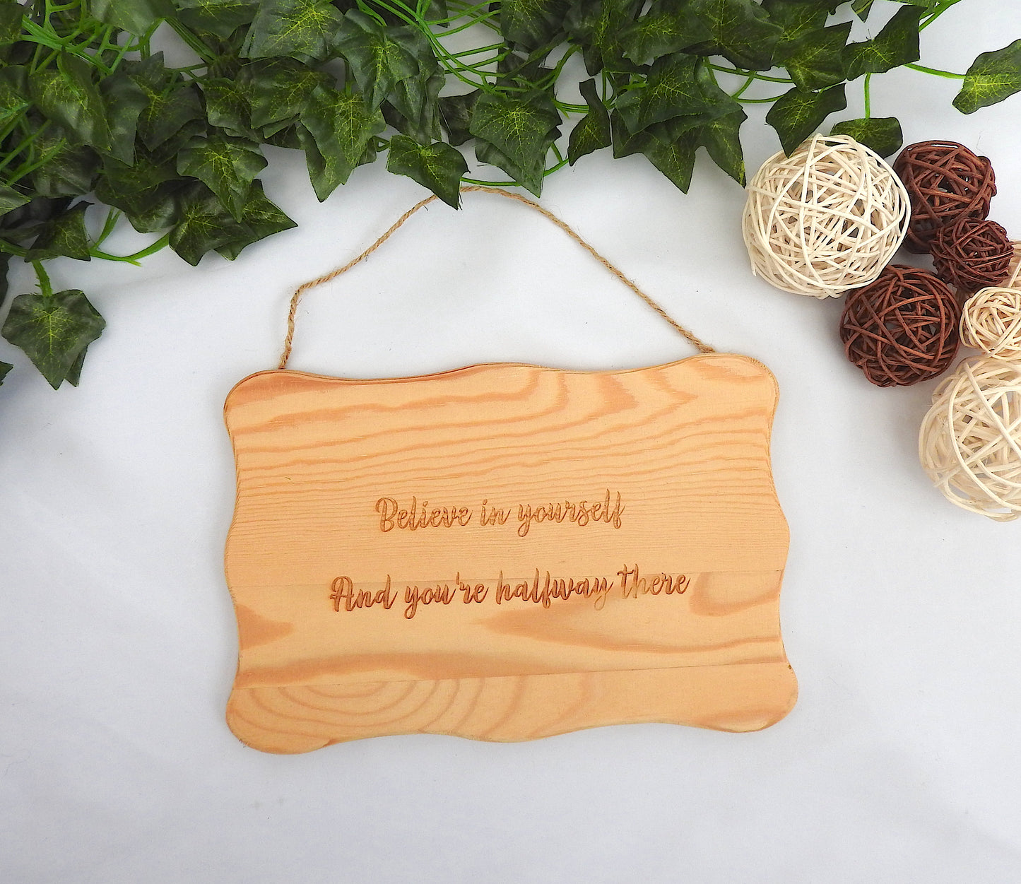 Engraved Wood Hanging Sign – Funny & Heartfelt Quotes