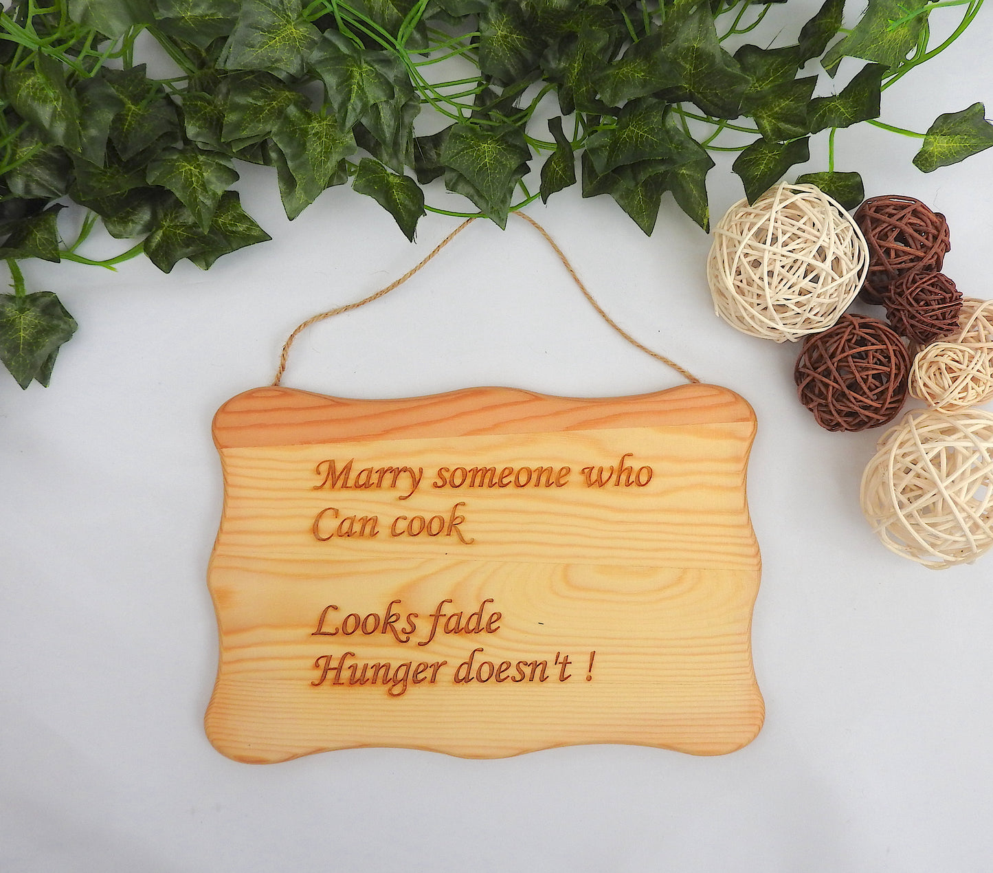 Engraved Wood Hanging Sign – Funny & Heartfelt Quotes