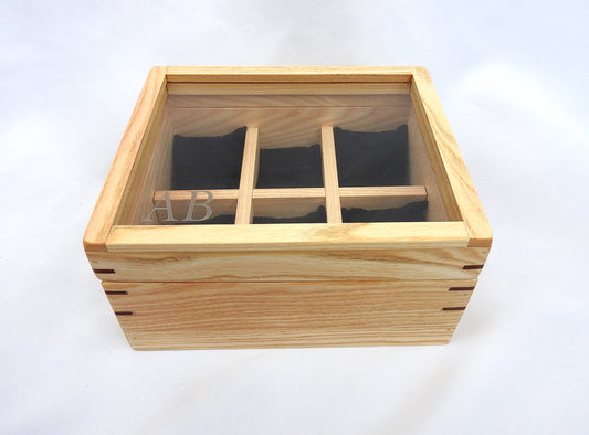 Personalised Wooden Watch Box for 6 Watches – Engraved Luxury Watch Storage Case