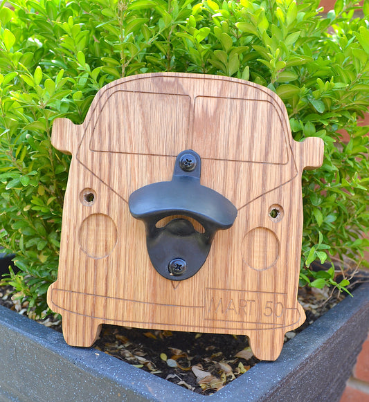 Personalised Oak Camper Van Bottle Opener