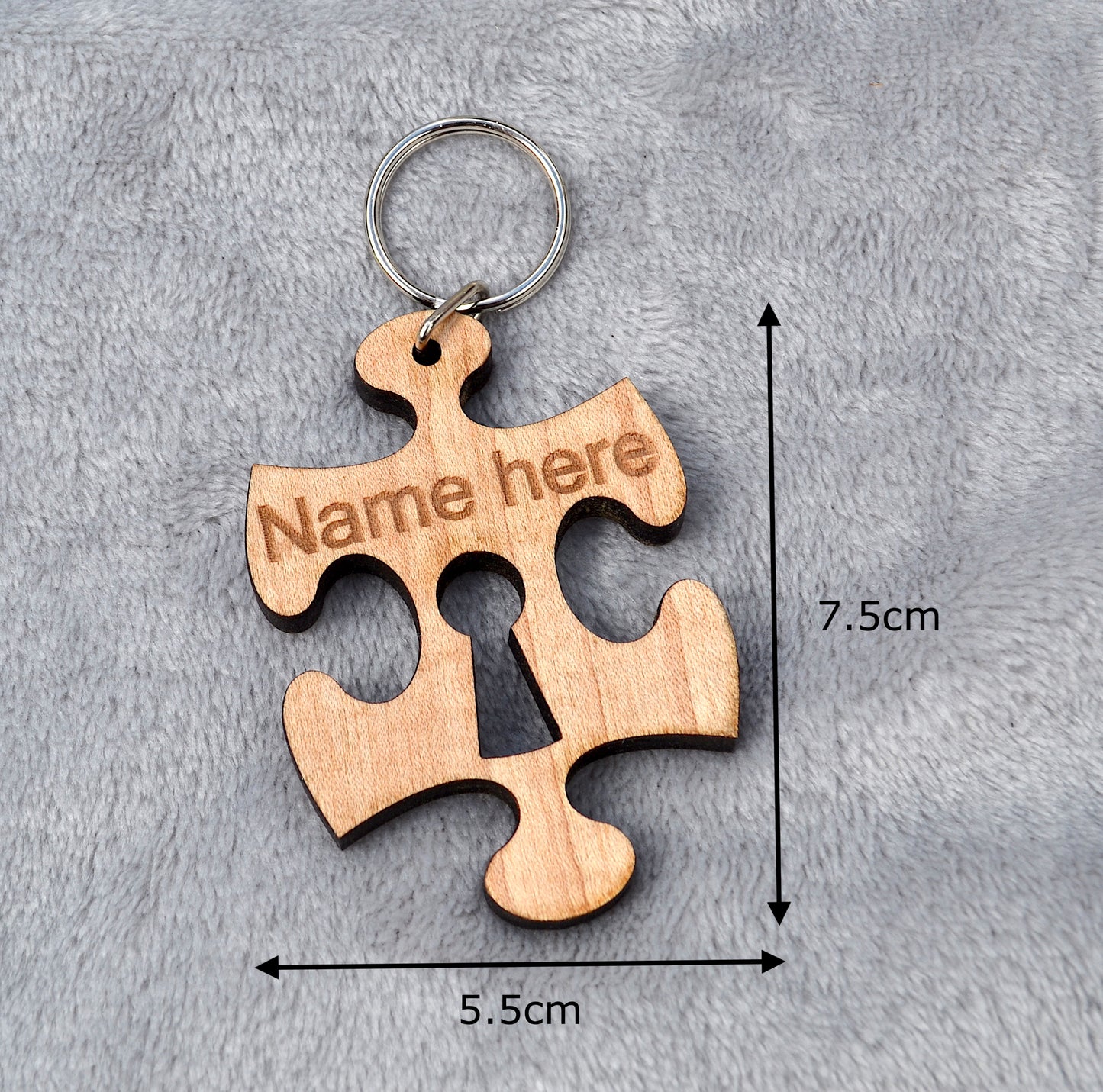 Personalised Wood Jigsaw Puzzle Piece Keyring