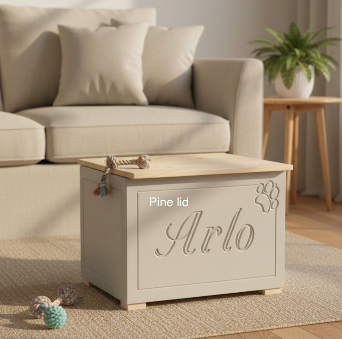 Personalised Wooden Dog Toy Box