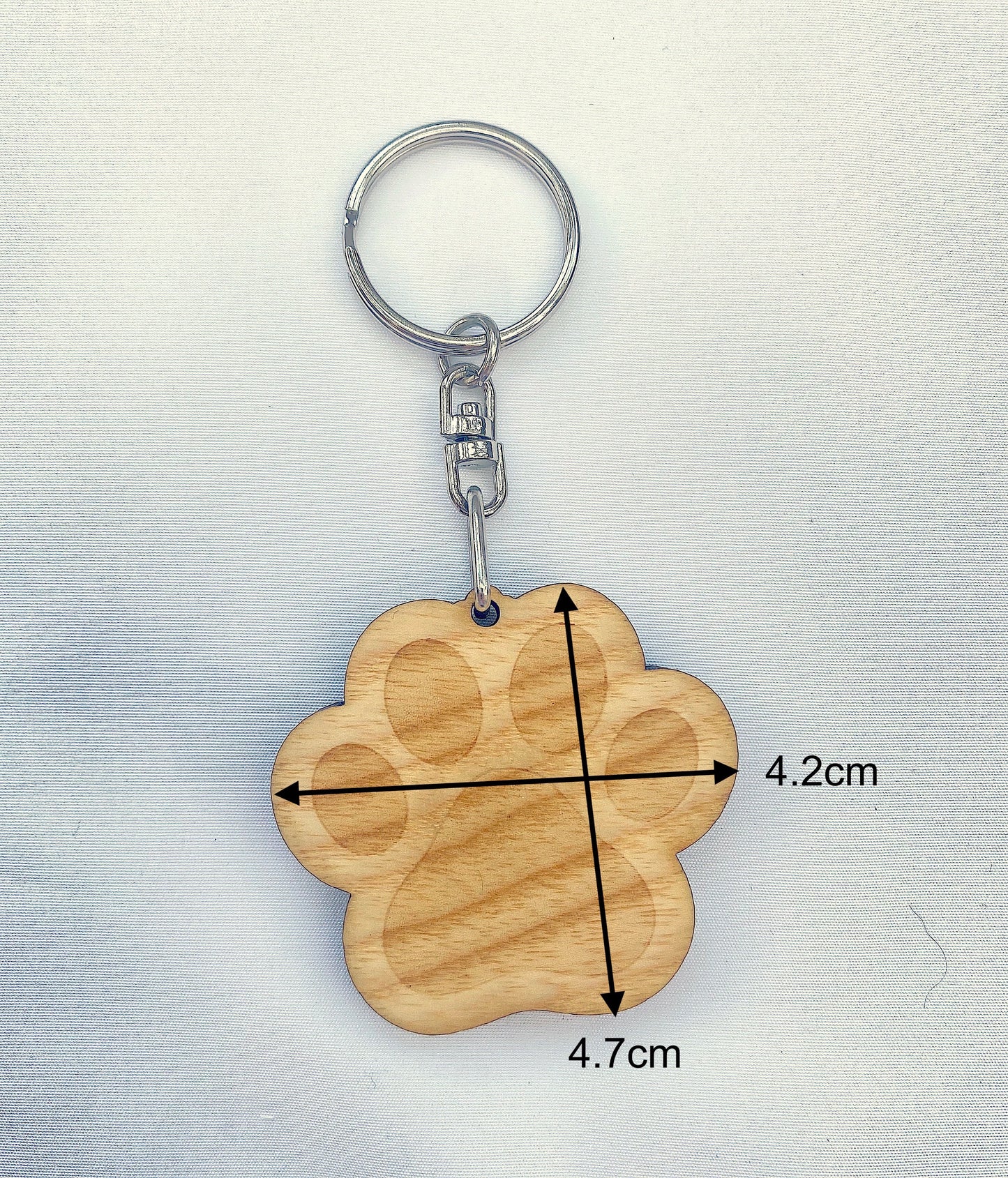 Wood Paw Print Keyring