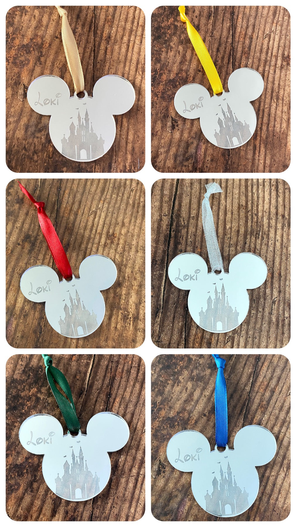 Personalised Silver Mirrored Acrylic Mouse Decoration
