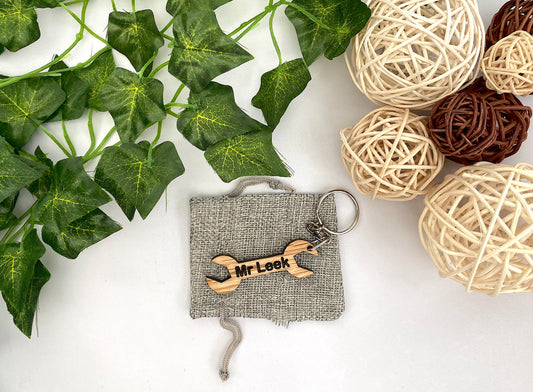 Personalised Wood Spanner Keyring