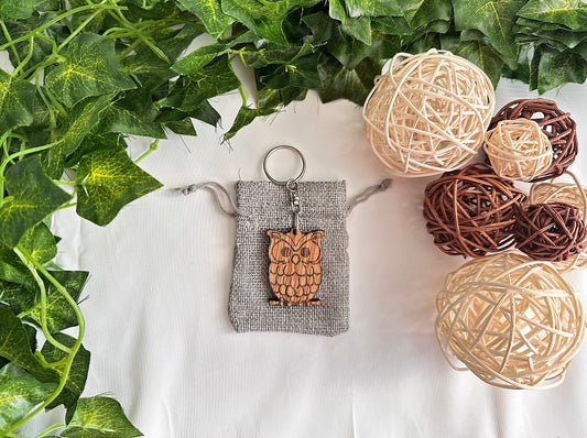 Wood Owl Keyring