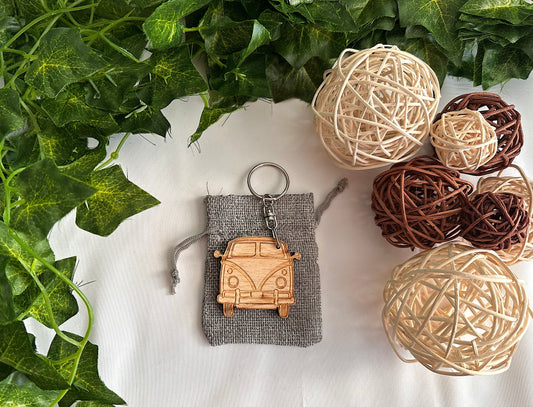 Wooden Camper Van Keyring