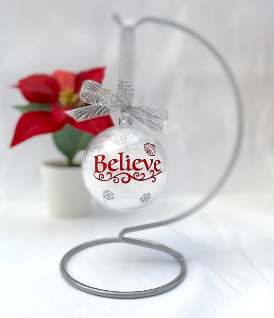 "Believe" Feather Bauble
