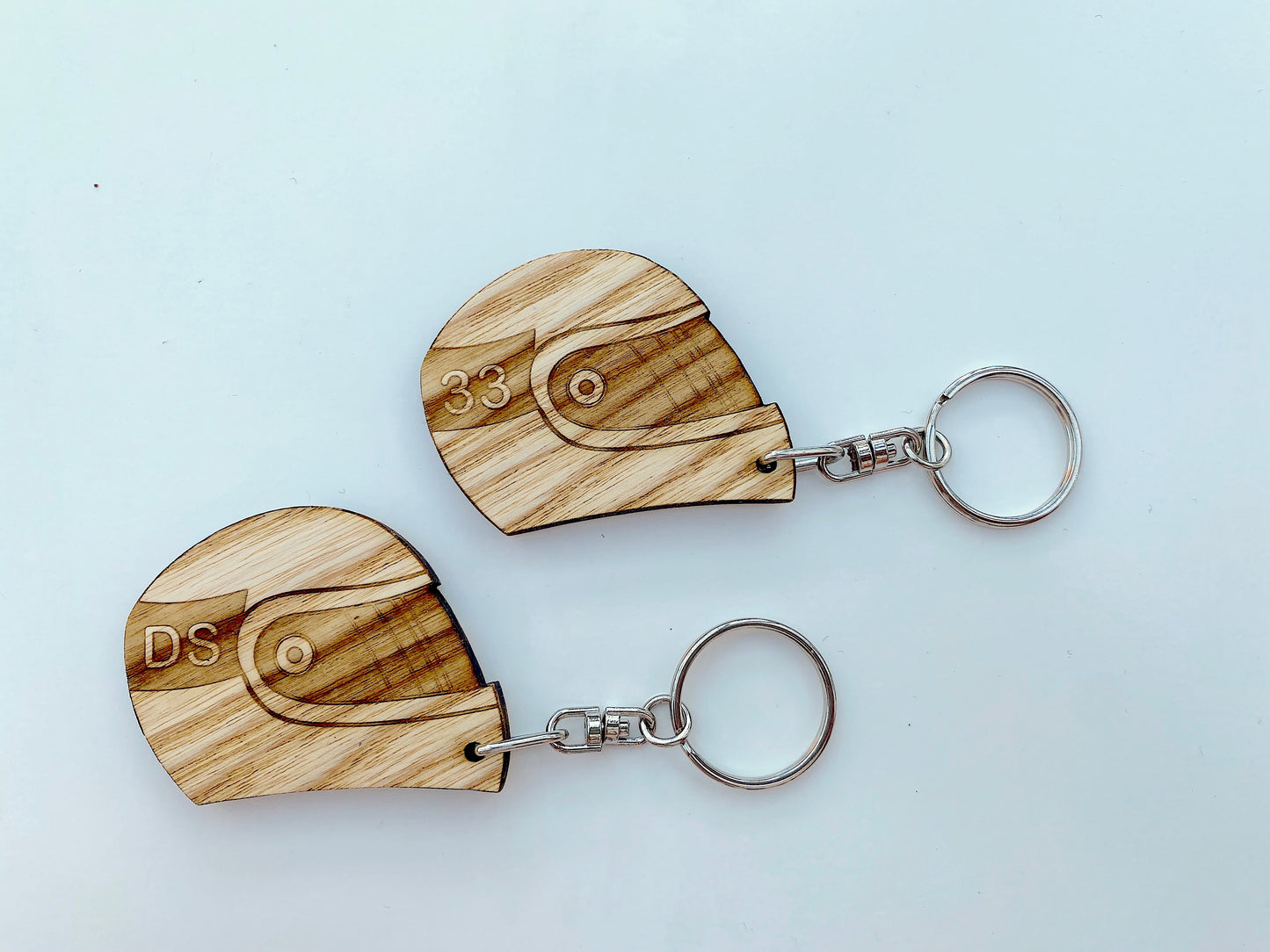 Wood Racing Helmet Keyring