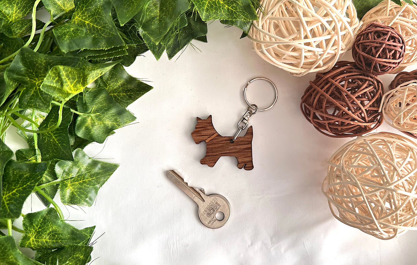 Wood Dog Keychain