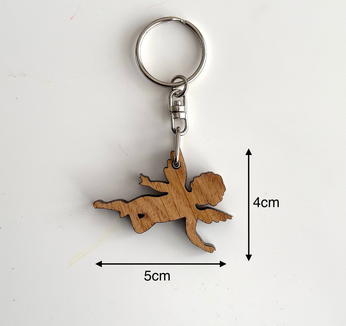 Wood Angel Keychain