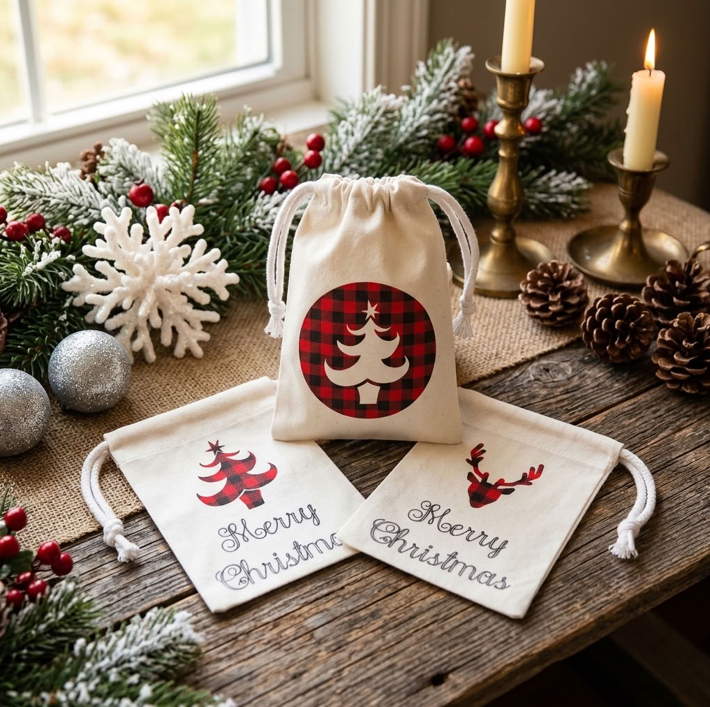 Reusable Christmas Gift Bags – Fabric Christmas Treat Bags