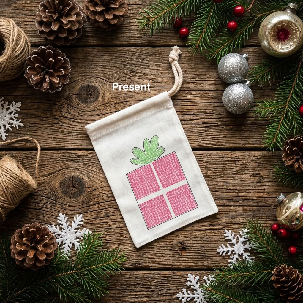 Reusable Christmas Gift Bags – Festive Fabric Drawstring Bags