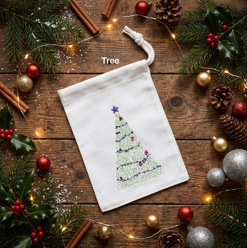 Reusable Christmas Gift Bags – Festive Fabric Drawstring Bags