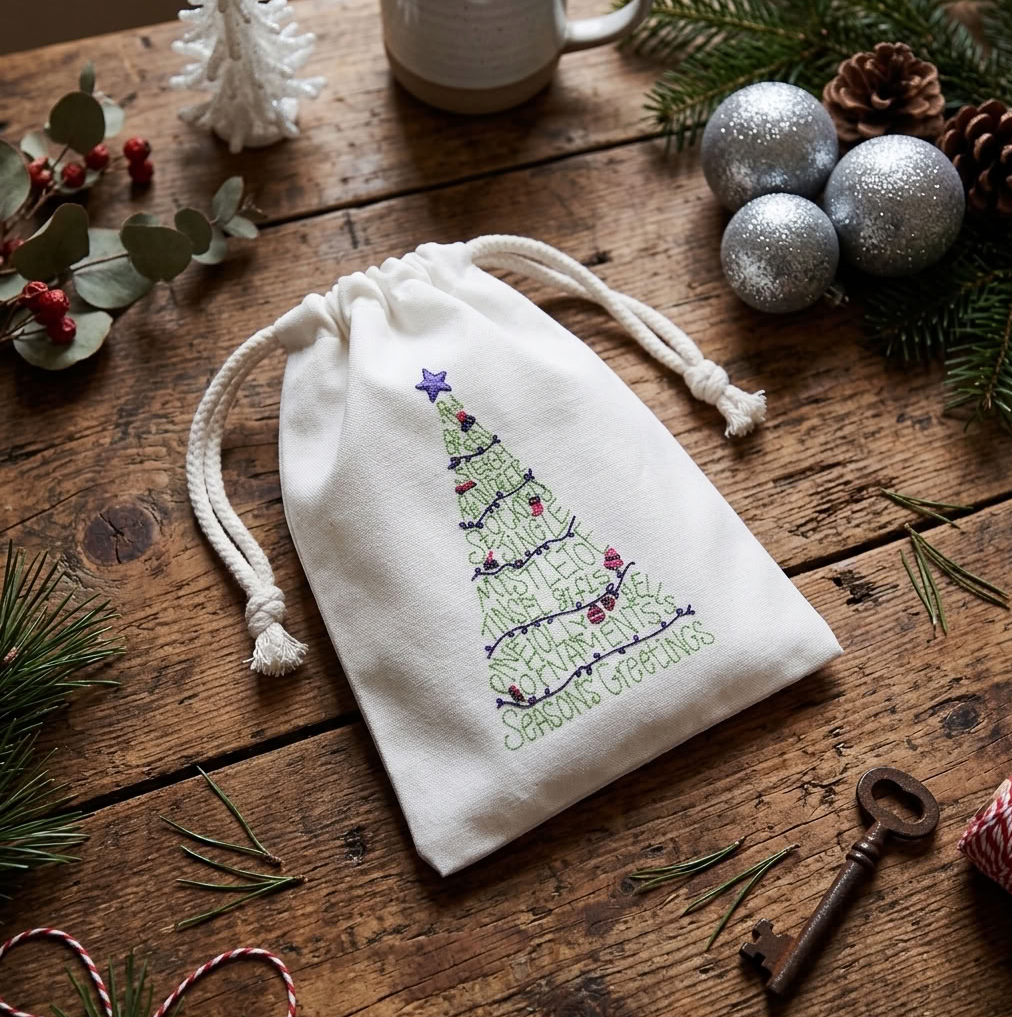Reusable Christmas Gift Bags – Festive Fabric Drawstring Bags