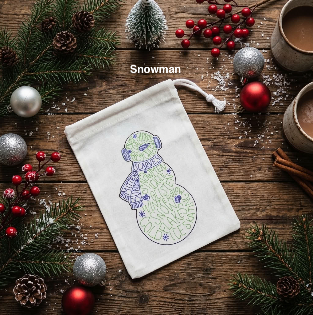 Reusable Christmas Gift Bags – Festive Fabric Drawstring Bags
