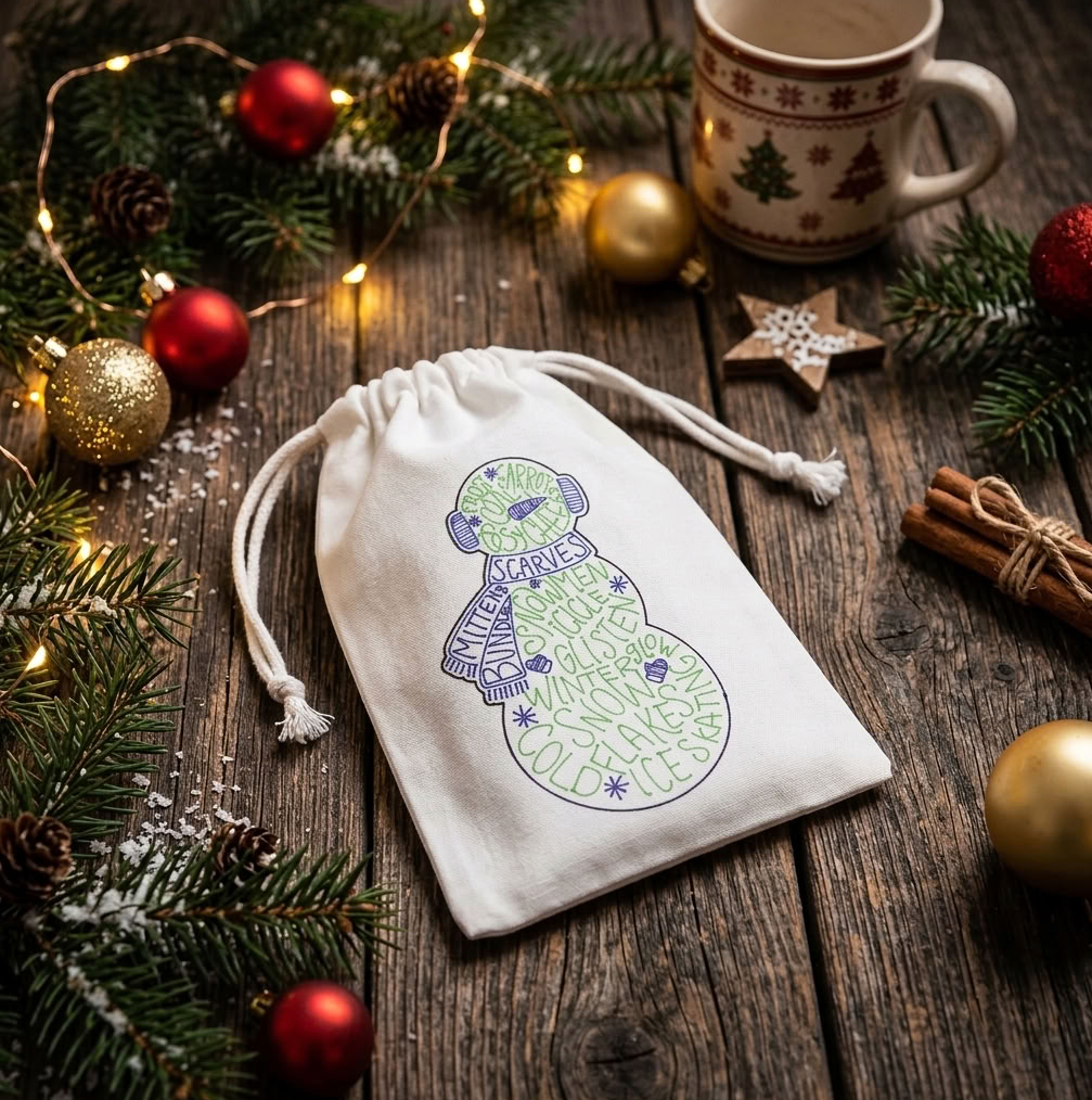 Reusable Christmas Gift Bags – Festive Fabric Drawstring Bags