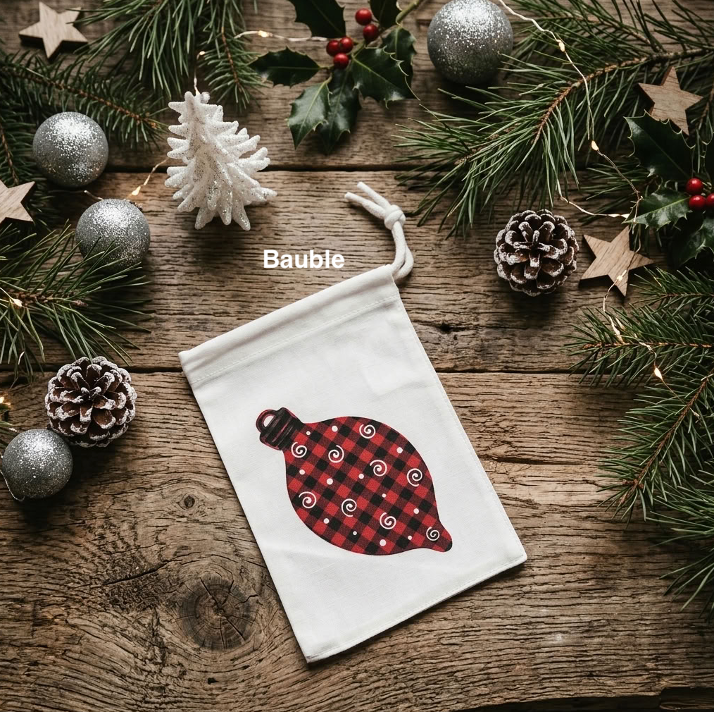 Reusable Christmas Gift Bags – Festive Fabric Drawstring Bags