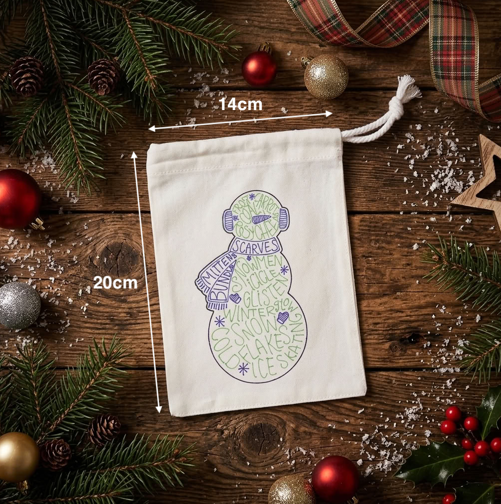 Reusable Christmas Gift Bags – Festive Fabric Drawstring Bags