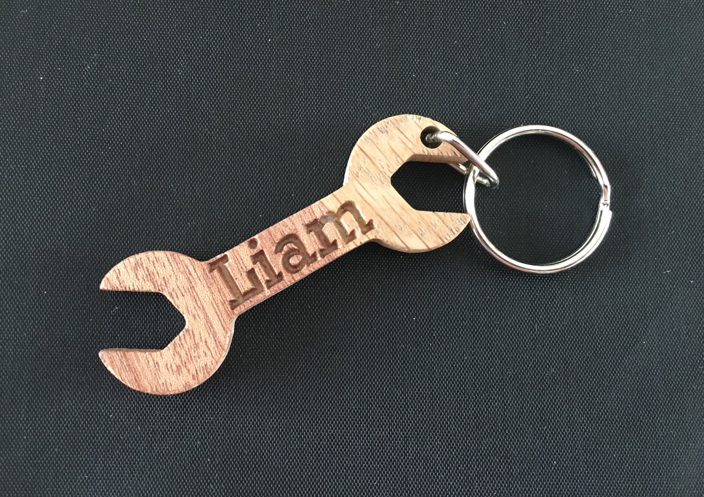 Personalised Wood Spanner Keyring